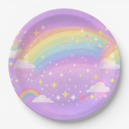 Plato De Papel Pastel Rainbow Neurospicy Party Paper Plates