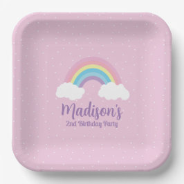 Plato De Papel Pastel Rainbow Pink Plate