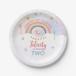 Plato De Papel Pastel Rainbow Tie Dye Birthday