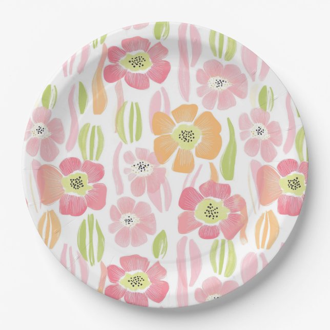 Plato De Papel Pastel Retro Floral (1) (Anverso)