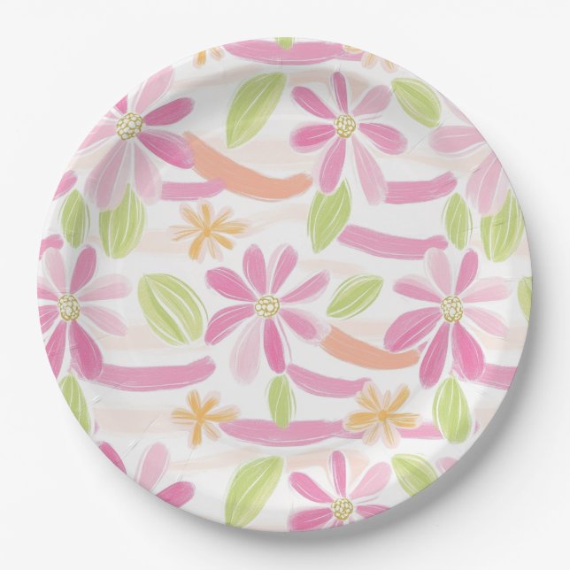 Plato De Papel Pastel Retro Floral (2) (Anverso)