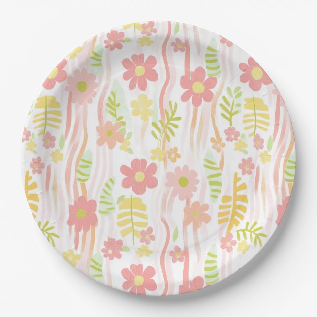 Plato De Papel Pastel Retro Floral (3) (Anverso)