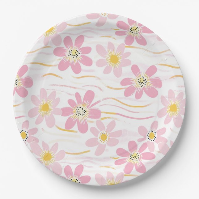Plato De Papel Pastel Retro Floral (4) (Anverso)