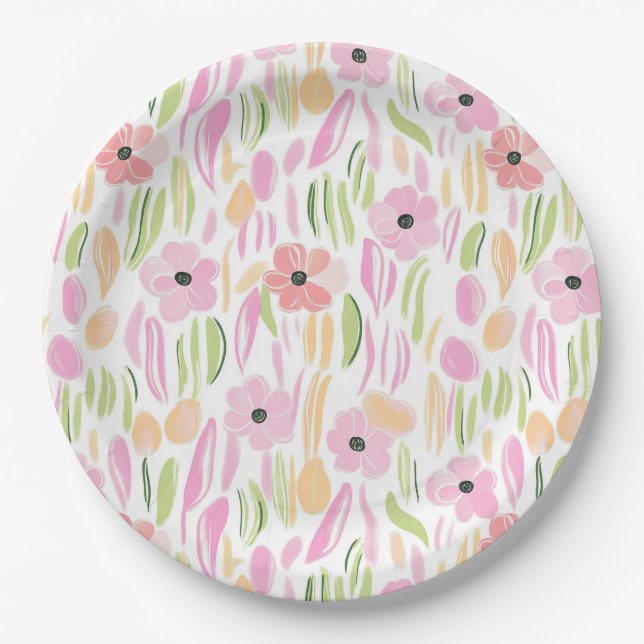 Plato De Papel Pastel Retro Floral (5) (Anverso)