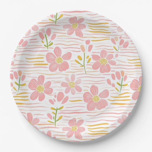 Plato De Papel Pastel Retro Floral (6) (Anverso)