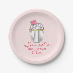 Plato De Papel Pastel rosa Chica personalizada Baby Bridal Shower