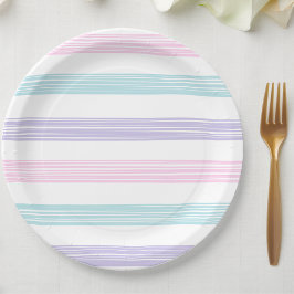 Plato De Papel Pastel Stripe Baby Shower