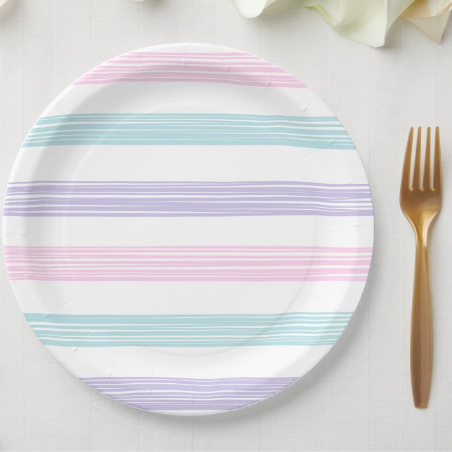Plato De Papel Pastel Stripe Baby Shower (Subido por el creador)