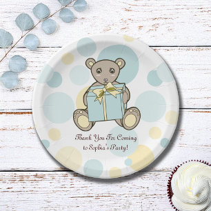 Plato De Papel Pastel Teddy Bear Kids Cumpleaños / Baby Shower