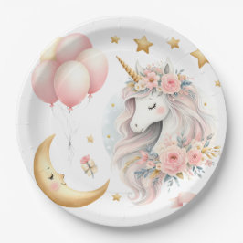 Plato De Papel Pastel Unicorn