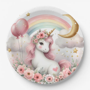 Plato De Papel Pastel Unicorn