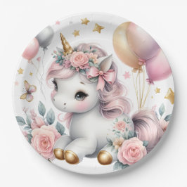 Plato De Papel Pastel Unicorn