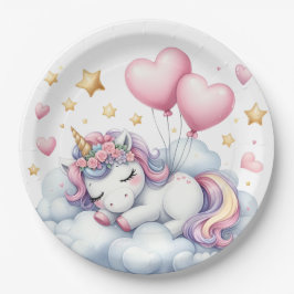 Plato De Papel Pastel Unicorn