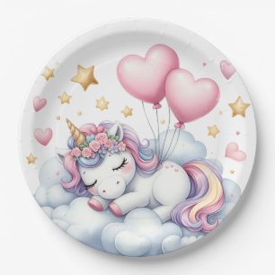 Plato De Papel Pastel Unicorn