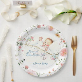 Plato De Papel Pastel Vintage Baby Baby Shower