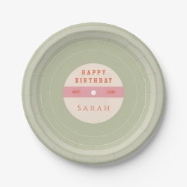 Plato De Papel Pastel Vinyl Record Birthday Paper Plates