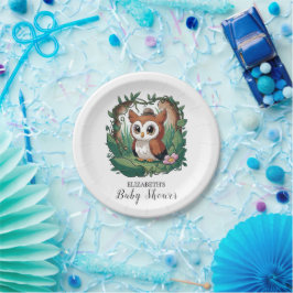 Plato De Papel Pastel Whimsical Owl Baby Shower