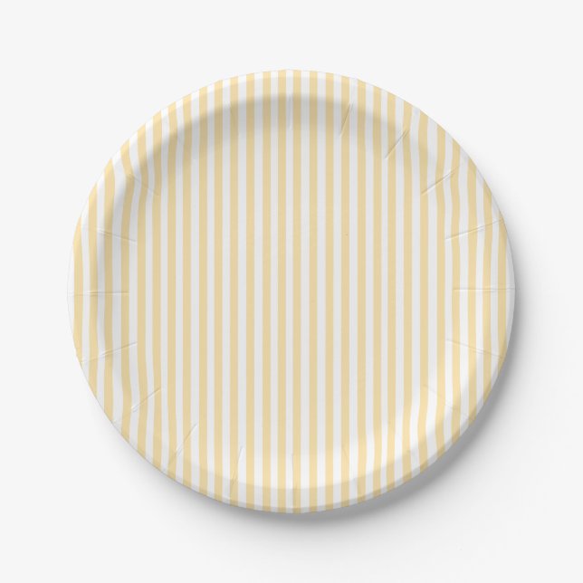 Plato De Papel Pastel Yellow Stripes (Anverso)