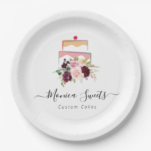 Plato De Papel pastelería relojes color floral