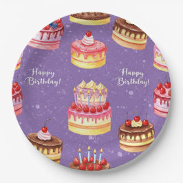 Plato De Papel Pasteles con velas, de Natasha Us