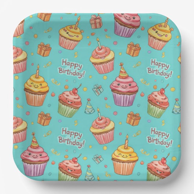 Plato De Papel Pasteles divertidos, de Natasha Us (Anverso)