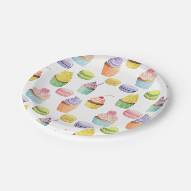 Plato De Papel Pasteles y macarons de patrón de dulces (Angular)