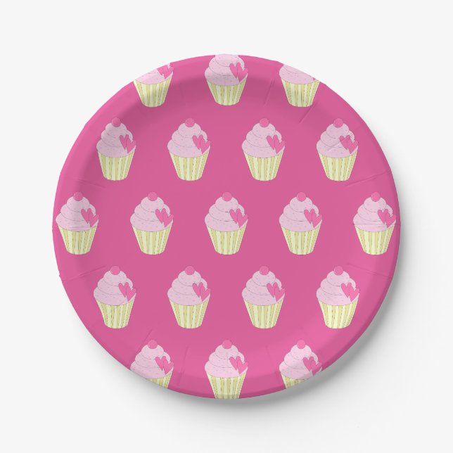 Plato De Papel pastelitos decorados con ilusión (Anverso)