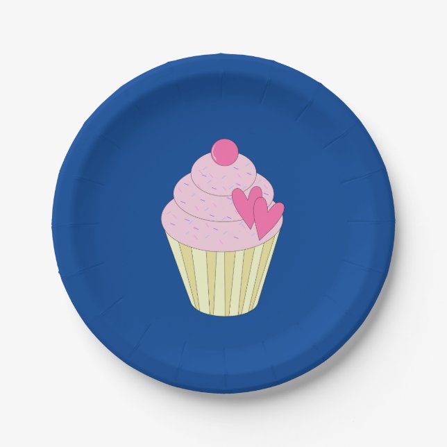 Plato De Papel pastelitos decorados con ilusión (Anverso)
