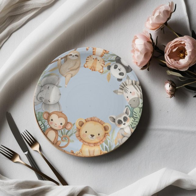 Plato De Papel PastelTropical Wild One Jungle Safari Animales (Subido por el creador)
