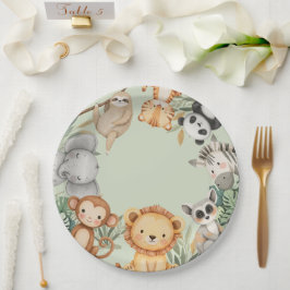 Plato De Papel PastelTropical Wild One Jungle Safari Animales