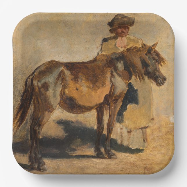 Plato De Papel Pastor con caballo (animal equino) (Anverso)