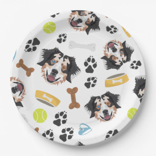 Plato De Papel Pastor sonriente del australiano del perro