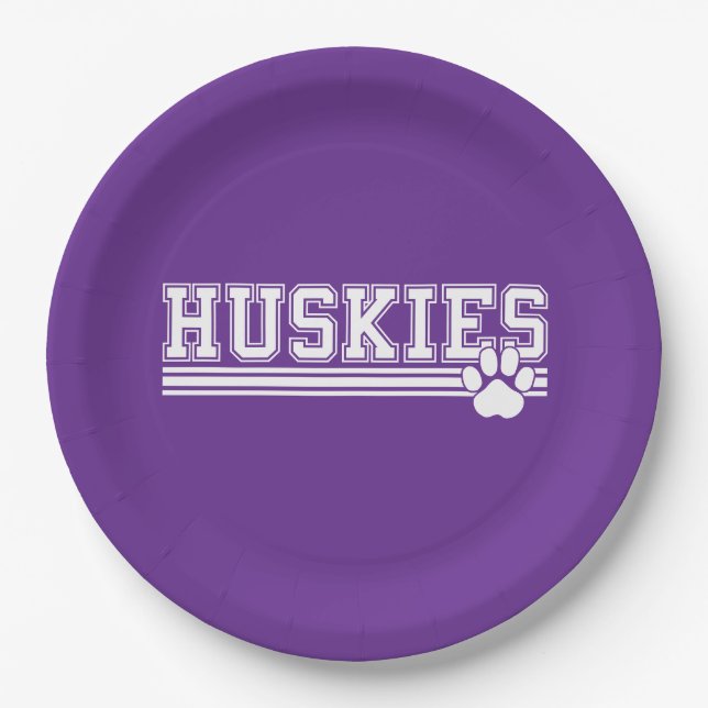 Plato De Papel Patas de Huskies  (Anverso)