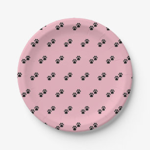 Plato De Papel Patas del perro en rosa