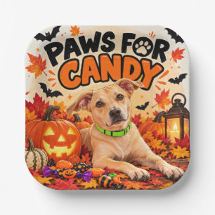 Plato De Papel Patas para Caramelo Perro de Halloween