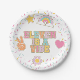 Plato De Papel Patch Preppy Eleven es un Vibe cumpleaños 11