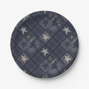 Plato De Papel Patchado azul