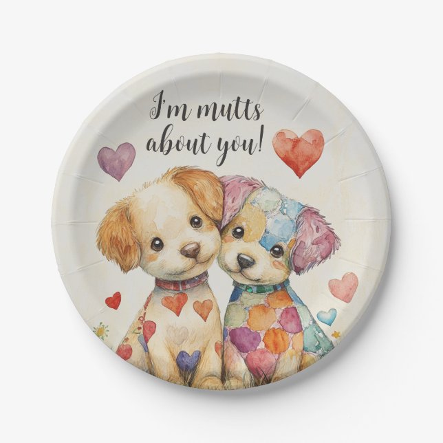 Plato De Papel Patchwork Pups Valentine (Anverso)