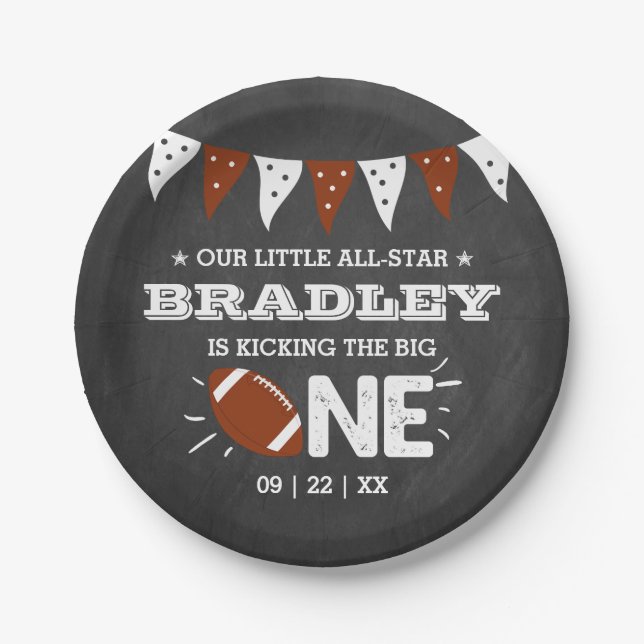 Plato De Papel Patear El Grande | Primer cumpleaños del fútbol (Anverso)