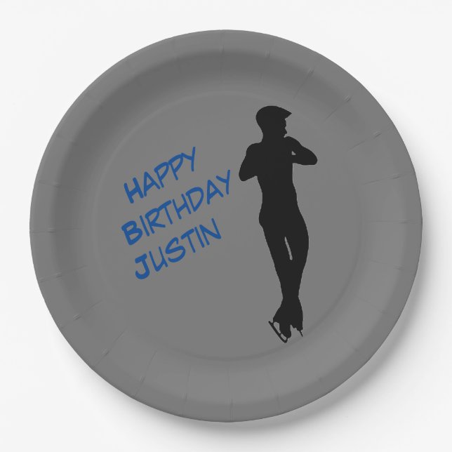 Plato De Papel Patinaje artístico infantil Happy Birthday Paper P (Anverso)