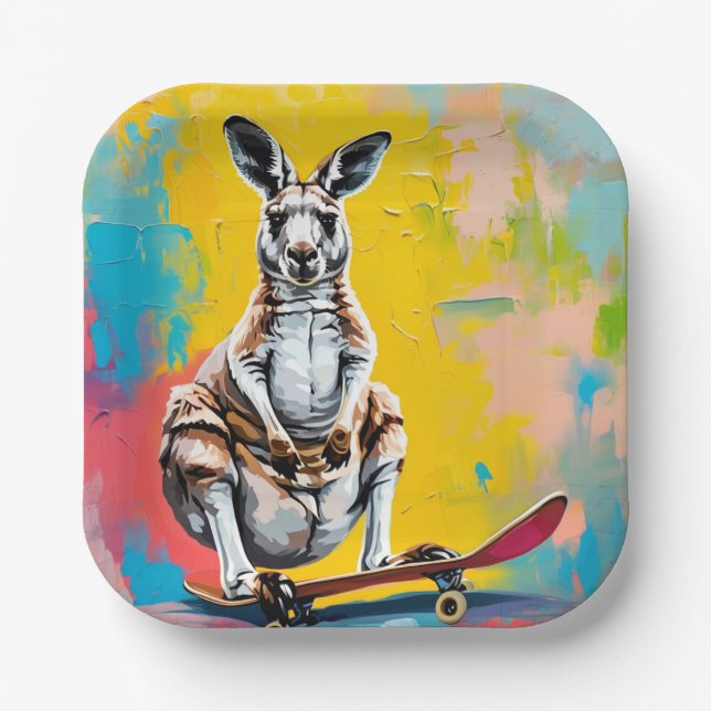 Plato De Papel Patinaje de Kangaroo (Anverso)