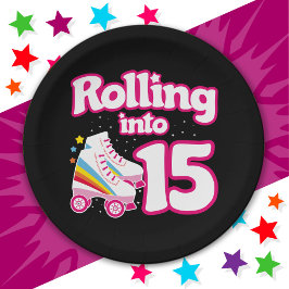 Plato De Papel Patinaje de patinaje sobre ruedas de 15 años de an