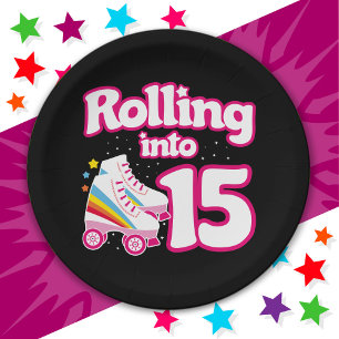 Plato De Papel Patinaje de patinaje sobre ruedas de 15 años de an