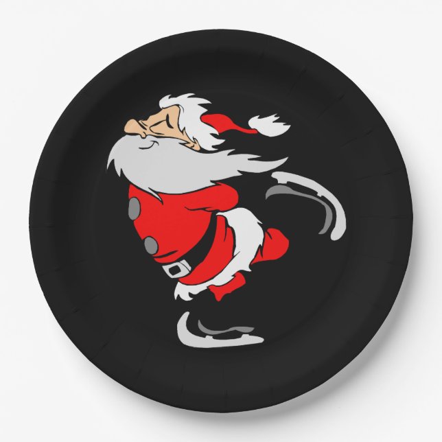 Plato De Papel Patinaje de Santa Claus (Anverso)