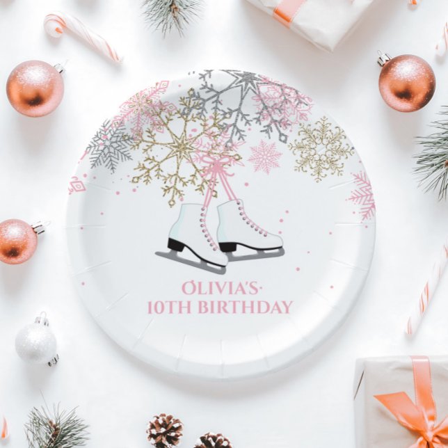 Plato De Papel Patinaje sobre hielo Cumpleaños Copos de Nieve de  (Subido por el creador)