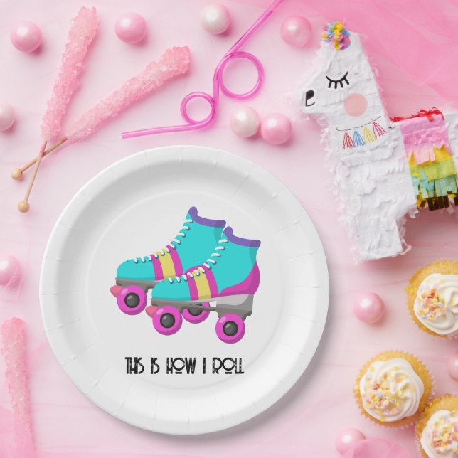 Plato De Papel Patines de rodillos (Fiesta)