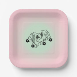 Plato De Papel Patines rocinadores Ombre Rosa