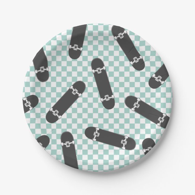 Plato De Papel Patineta Vamos a patearla Cumpleaños (Anverso)