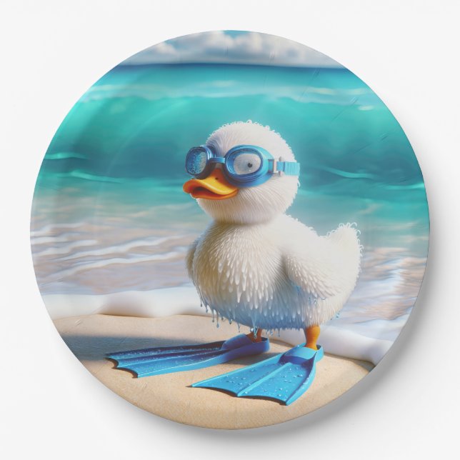 Plato De Papel Patito Buceador (Anverso)