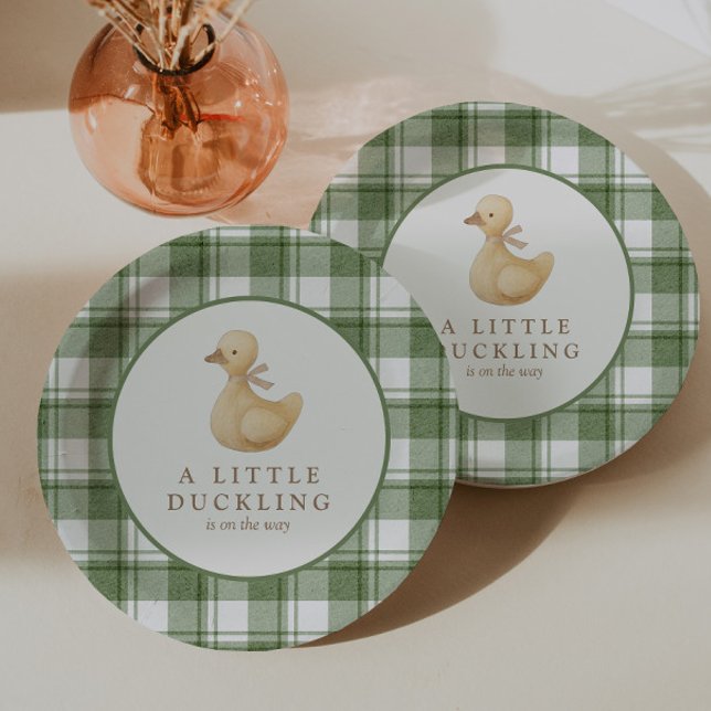 Plato De Papel Patito | Clásico Gingham Neutral (Subido por el creador)
